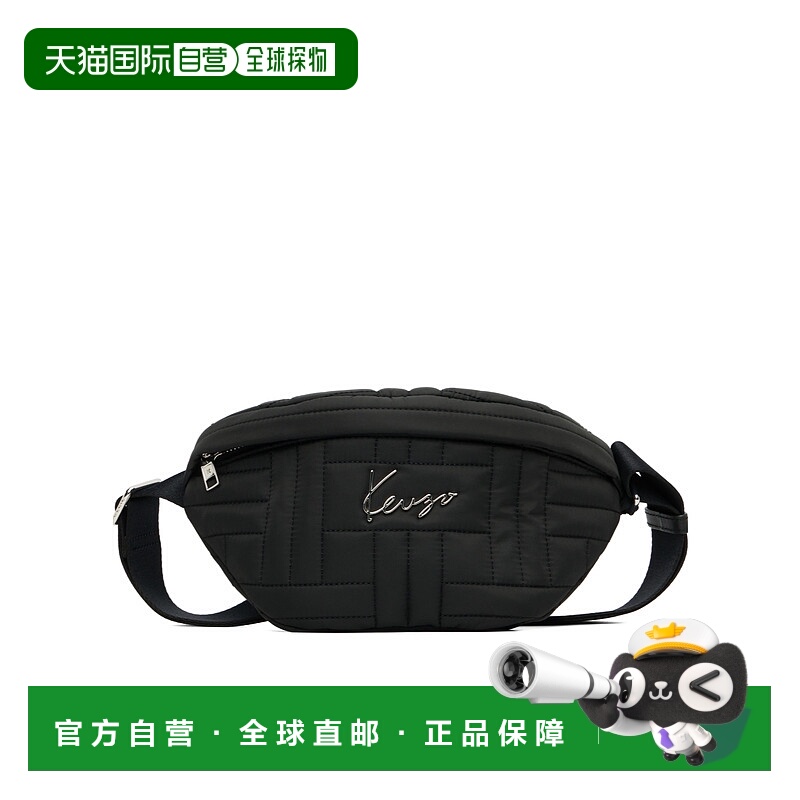 1h可退 KENZO 男士腰包 FF62SA717F03BLACK AW2025 黑色 徽标腰包