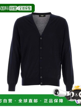 FENDI 男士针织毛衣 FZC491AR88F0H5A-1 AW2024深蓝色针织衫开衫