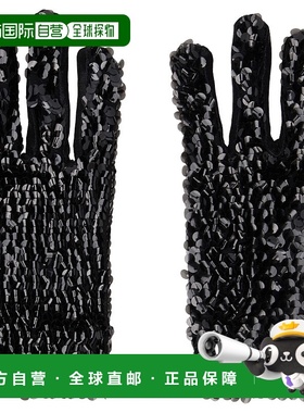 1h可退 潮奢 Anna Sui 安娜苏 女士 黑色 Short Sequin 手套 824K