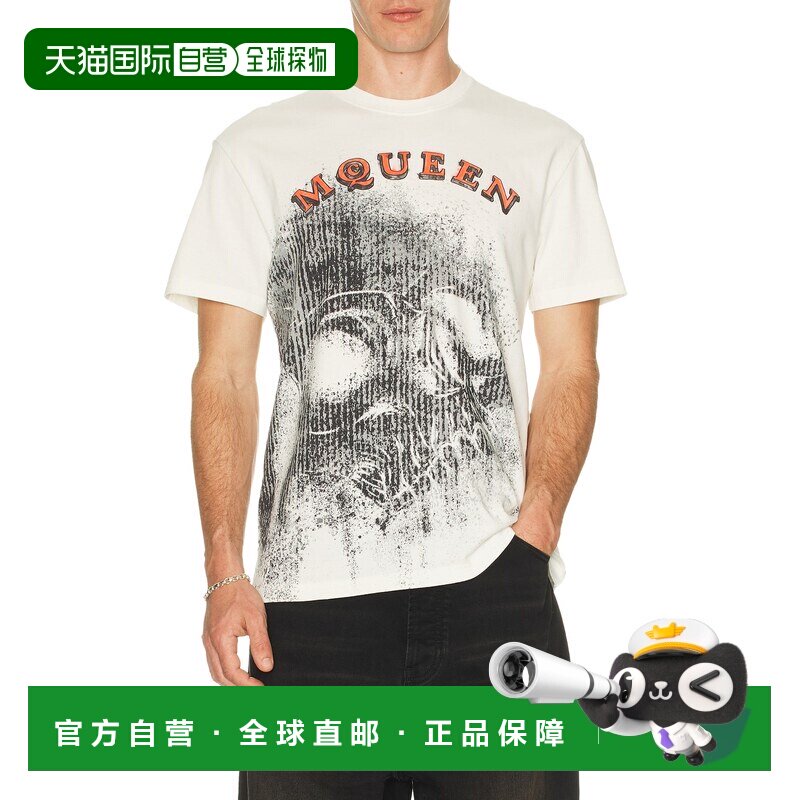 潮奢 mcqueen 亚历山大 麦昆 男士 Spray 骷髅头印花T恤衬衫 8663