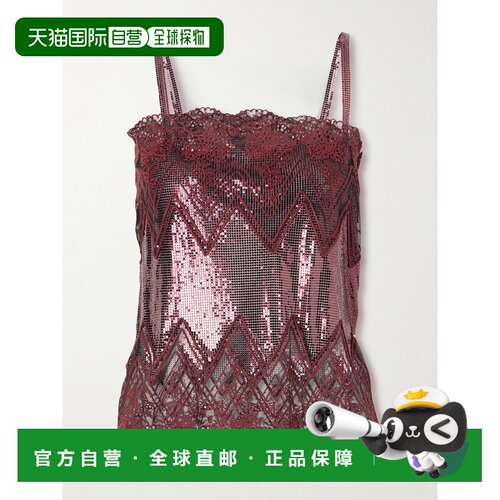 Rabanne 女士 蕾丝边链甲吊带背心 26AXTO293MH0007