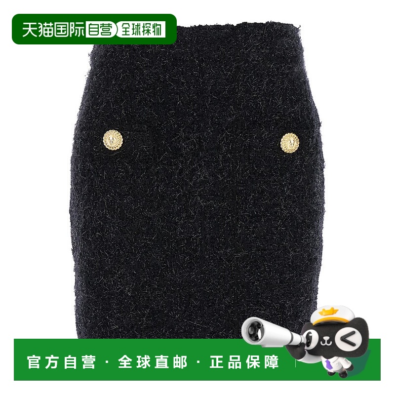 1小时内可退 BALMAIN 女士半身裙 DF1LB015KG430PA-13 AW2024 黑