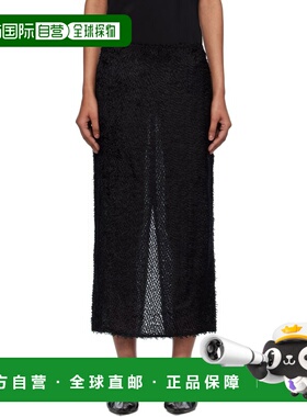 1h可退 潮奢 ST.AGNI 女士 黑色 Feathered Silk 半身裙 S25803BL