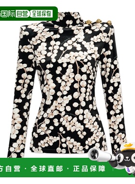 BALMAIN 女士T恤 DF0AR092JJ41EAB AW2024 黑色 长袖上衣