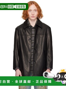 1h可退 潮奢 Dunst 男士 黑色 Half 皮革大衣 UDJA5A106BK