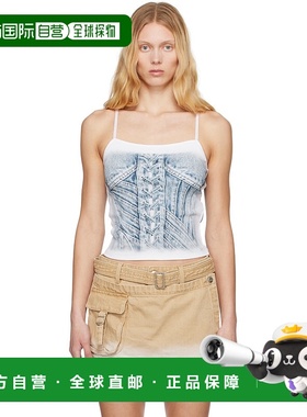 1h可退 潮奢 Feng Chen Wang 女士 白色 & 蓝色 Denim Printed 背