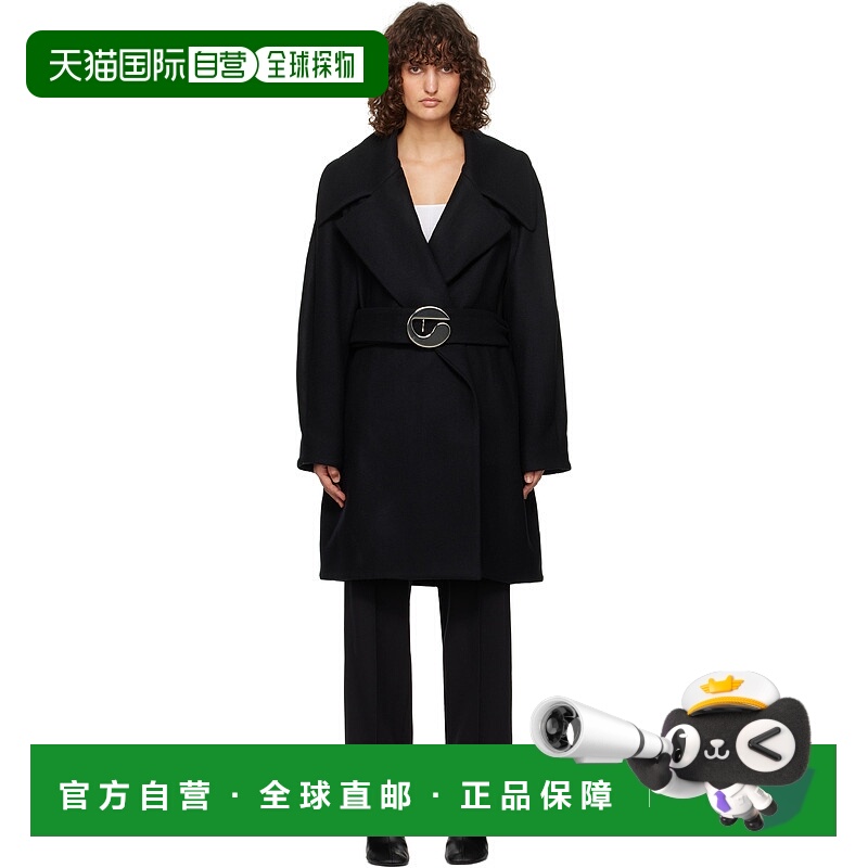 1h可退 潮奢 Coperni 女士 黑色 Oversized Belted 大衣 COPM06BI
