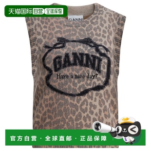 SS2026 A1070044943 棕色 GRAPHIC VEST GANNI WOOL 女士针织衫