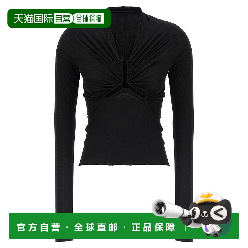 RICK OWENS 女士T恤 RP02E4266JR09 AW2025 黑色 Allanah Ls T Sw