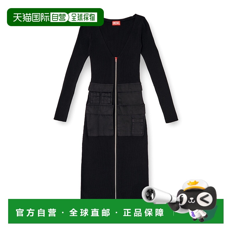 1h可退 DIESEL 女士连衣裙 A194930QMAN8AT AW2025 黑色 长袖连衣