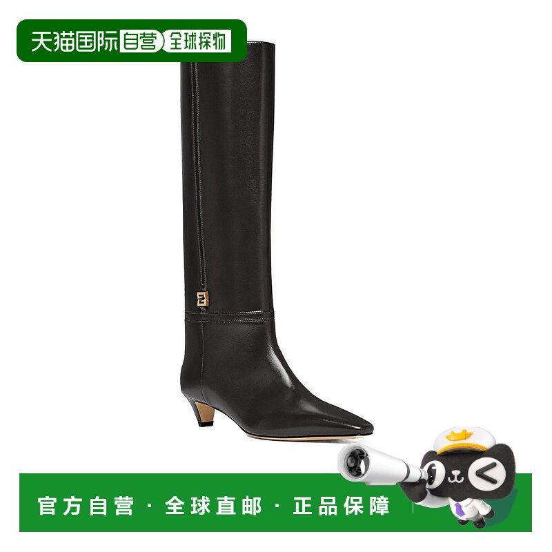 FENDI 女士高跟鞋 8W8613NA7F0QA1 CO 黑色 FFold 低跟长筒靴
