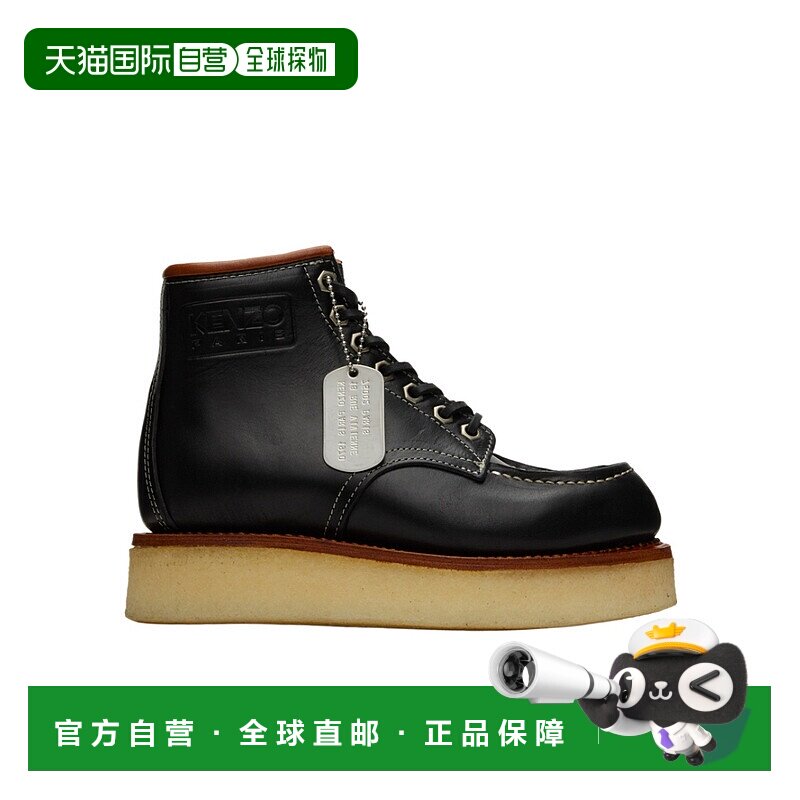 KENZO 女士高跟鞋 FC62BT701L6599 AW2022 黑色 系带短筒靴