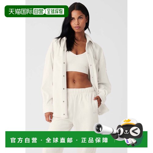 alo yoga RIBBED VELOUR MOUNTAIN SIDE SHACKET 纯色翻领宽松夹