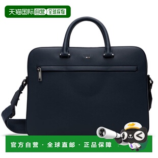 1h可退 潮奢 BOSS 波士 男士 海军蓝 Logo-Embossed Faux-Leather