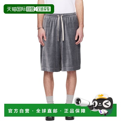潮奢 Lanvin 朗雯 男士 灰色 Velvet 百慕大短裤 RMTR0031J054P26