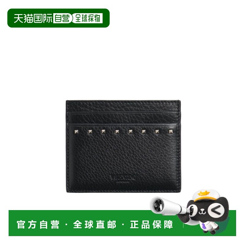 VALENTINO 男士钱包 YP0V18PDX0NO CO 黑色 铆钉卡包