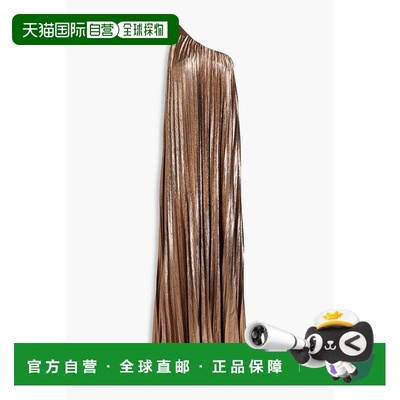 1h可退 潮奢 retrofete 女士 Kensley 单肩褶裥金银锦缎睡裙 PF24