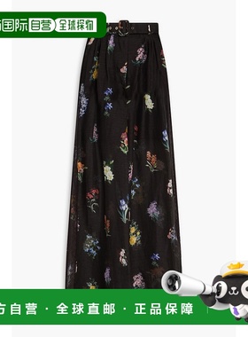 1h可退 潮奢 ZIMMERMANN 女士 褶裥印花亚麻真丝混纺阔腿裤 8933P