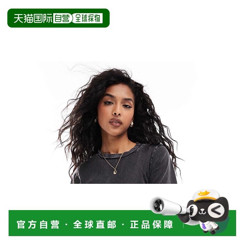 1h可退 潮奢 object 女士 褶皱侧边迷你水洗灰色T恤式连衣裙