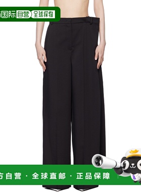 1h可退 潮奢 Pushbutton 女士 黑色 Side Folded Wide 长裤 PB251