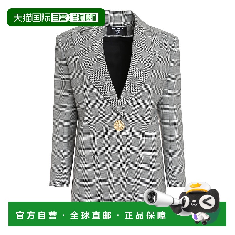 1h可退 BALMAIN 女士西服 BF1SF040WB85GAB SS2025 灰色 一粒扣西