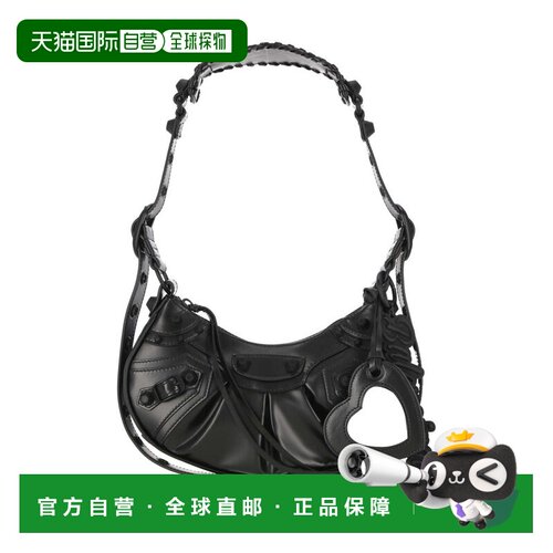 BALENCIAGA 女士单肩包 月牙包 6713092AAO01000 黑色CO