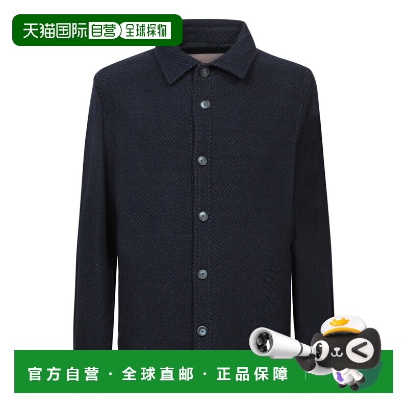 1h可退 HERNO 男士衬衫 GI00060UR33378R9200 AW2024 蓝色羊毛