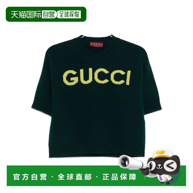 GUCCI 女士针织衫 851972XKEBC3027 SS2026 绿色 圆领毛衣短袖