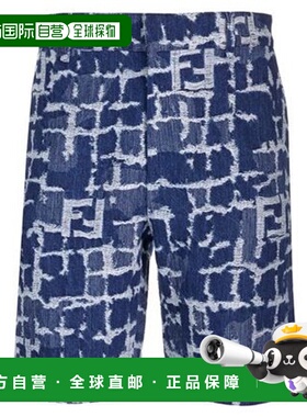 FENDI 男士牛仔裤 FLP347AR9NF0UV2 AW2024 蓝色休闲裤短裤