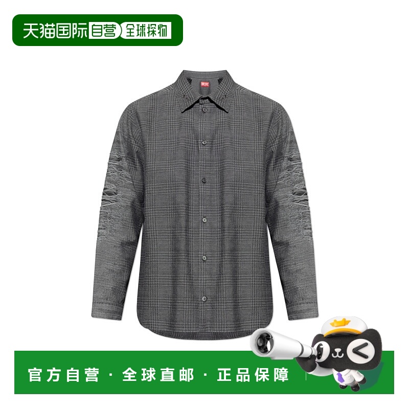 1h可退 DIESEL 男士衬衫 SOLOVA189670DEBQ9DWA SS2025 灰色