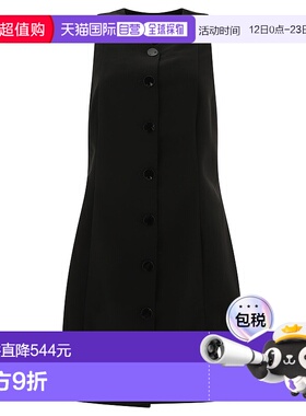 GANNI 女士半身裙 F9224099 AW2024 黑色 Sleeveless twill dress