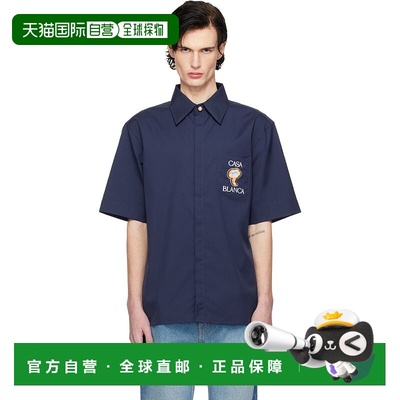 1h可退 潮奢 Casablanca 男士 海军蓝衬衫 MPS25SH13701府绸