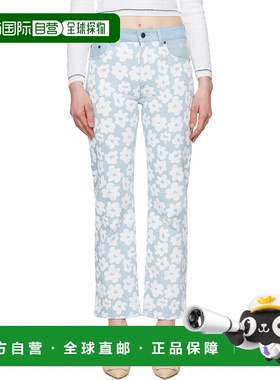 1h可退 潮奢 Msgm 女士 蓝色印花牛仔裤 3841MDP232257272直筒裤