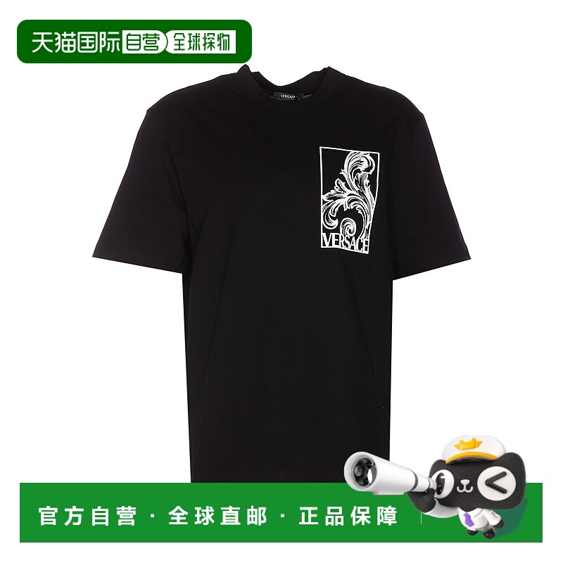 VERSACE 男士T恤 10140941A098772B020 SS2024 黑色短袖范思哲
