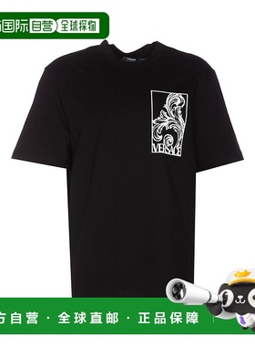 VERSACE 男士T恤 10140941A098772B020 SS2024 黑色短袖范思哲