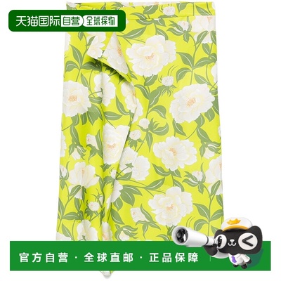 KENZO 女士半身裙 FF52JU3149JO45 SS2025 绿色 PEONIES中长半身
