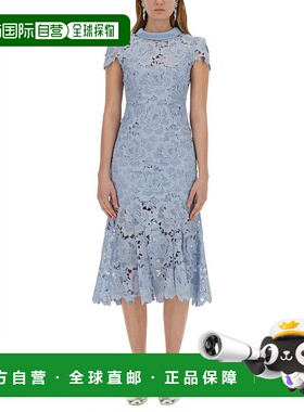 1h可退 潮奢 Self-Portrait 女士 蕾丝中长连衣裙 RS25911MBLBLUE