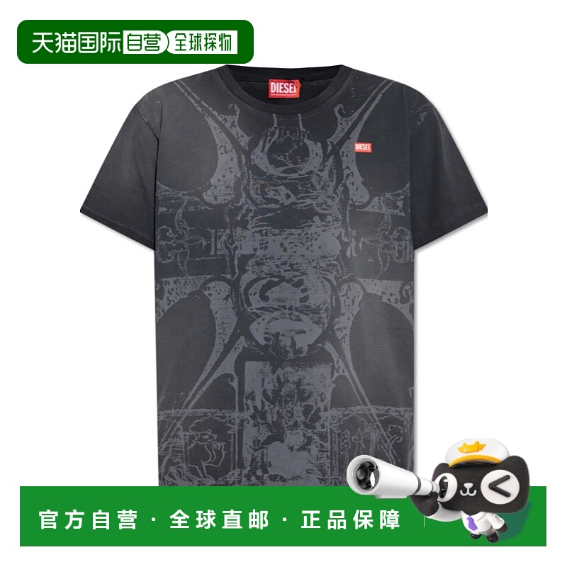 1h可退 DIESEL 女士T恤 A207810KIBW9XX AW2025 黑色 短袖T恤