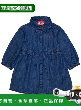 DIESEL 女童连衣裙 K00658KXBN8K01 AW2025 蓝色 纽扣棉质连衣裙