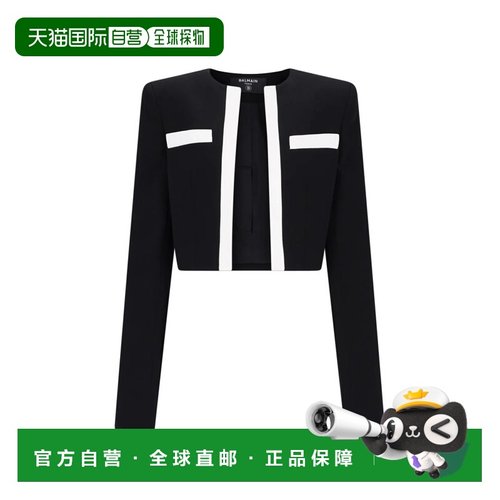 BALMAIN 女士西服 DF1SC195VB00EAB CO 黑色 长袖徽标细节休闲夹