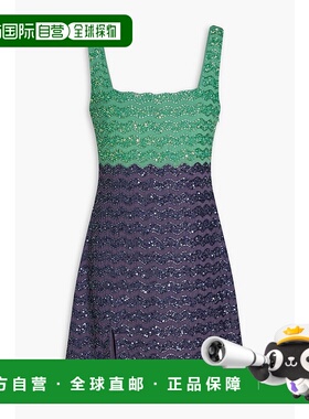 1h可退 潮奢 Staud 女士 Le 褐色精饰弹力薄纱迷你连衣裙 R24P218