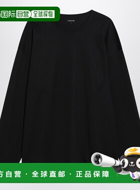 1h可退 潮奢 Lemaire 男士 黑色棉质真丝棉毛布T恤 TS0019LJ1055