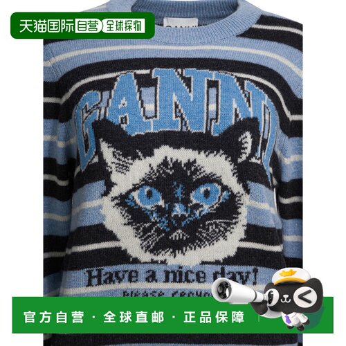 GANNI 女士针织衫 A1070266326 SS2026 蓝色 GRAPHIC WOOL SWEATE
