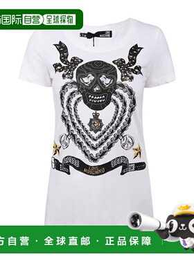 1h可退 MOSCHINO 女士衬衫 W4F9830E1512A01 SS2021 白色 印花T恤