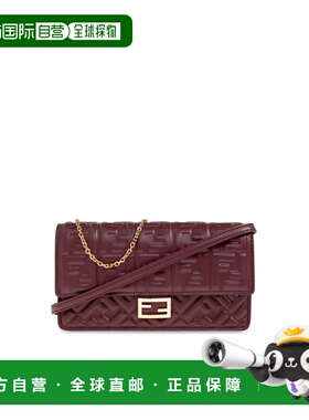 FENDI 女士单肩包 8M0498AAJDF0YPU SS2026 酒红色 WALLET ON CHA