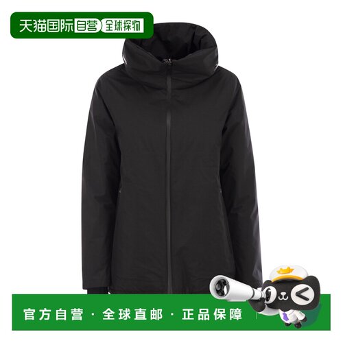HERNO 女士外套 PI002159D9300 AW2025 黑色连帽拉链长袖羽绒服