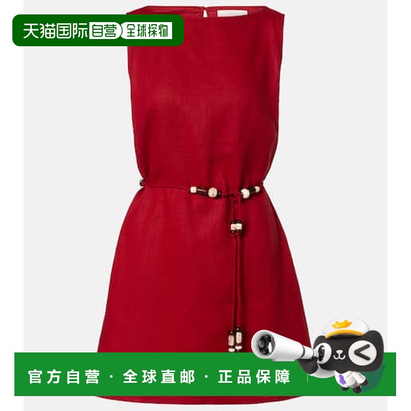 1h可退 潮奢 FAITHFULL THE BRAND 女士 Liu 束带亚麻迷你连衣裙
