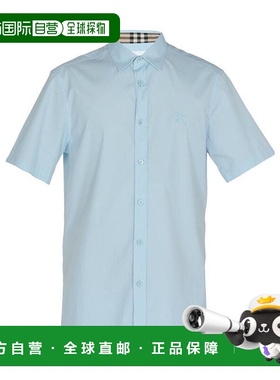 BURBERRY 男士衬衫 80256131 SS2020 蓝色 短袖纽扣衬衫男装