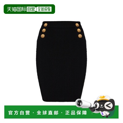 1h可退 BALMAIN 女士半身裙 GF1LCB11KJ440PA SS2026 黑色 纽扣装