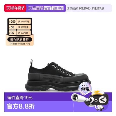 Alexander McQueen亚历山大麦昆Tread Slick帆布系带及踝马丁靴